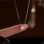 best gifts for $50 Korea Ins Fashion Shiny Inlaid Zirconia Double Love Pendant Necklace Women Simple Design Wedding Banquet Jewelry Accessories