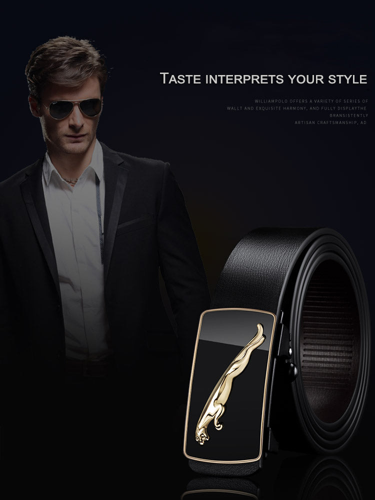 Fashion Casual Belts Leather Men Trendy Pants Genuine Mens Leather Belts Alloy Automatic Buckle Belt