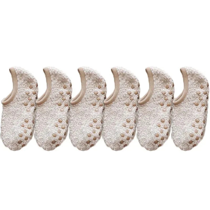 Thickened Plush Socks Women Winter Warm Coral Fleece Sox Sleeping Slippers Silicone Non-slipInvisible Short Boat Socks