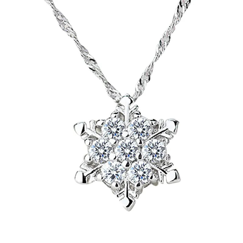 $10 christmas gifts 1pc Snowflake Party Necklace Women Elegant Chic Pendant Crystal Rhinestone Necklaces Pendants Christmas Decorations