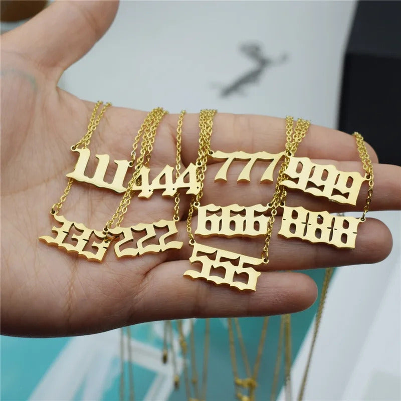 $10 christmas gifts Angel Number 1111 Necklace For Women 111 222 333 444 777 Stainless Steel Choker Chain Jewelry Best Friends Birthday Gift BFF