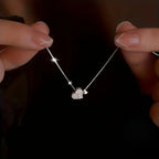 best gifts for $50 Korea Ins Fashion Shiny Inlaid Zirconia Double Love Pendant Necklace Women Simple Design Wedding Banquet Jewelry Accessories