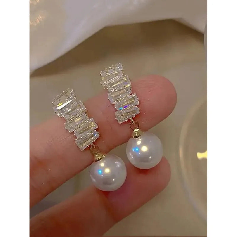 $10 christmas gifts Elegant Faux Pearl & Rhinestone Decorated Dangle Earrings, Fashion Jewelry for Party, Daily Clothing Decor, Trendy All-match & E