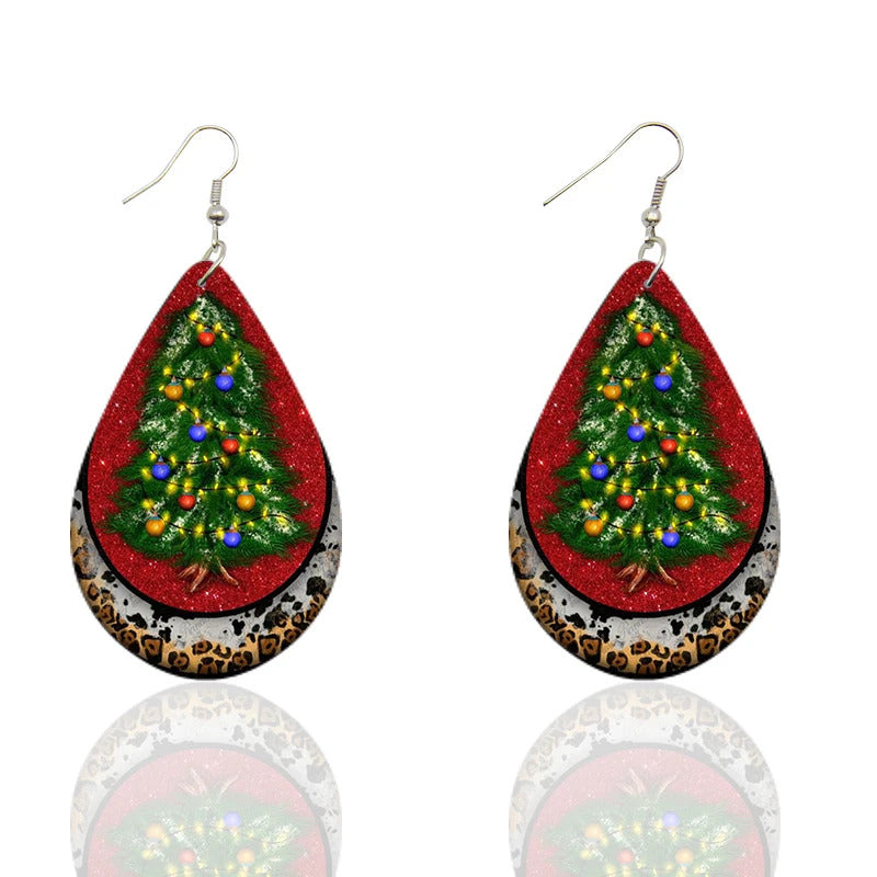 $10 christmas gifts Cute Christmas Earrings For Girls Santa Claus Tree Snowman Teardrop Wooden Drop Dangle Perfect New Year Women Gifts $10 gift ideas