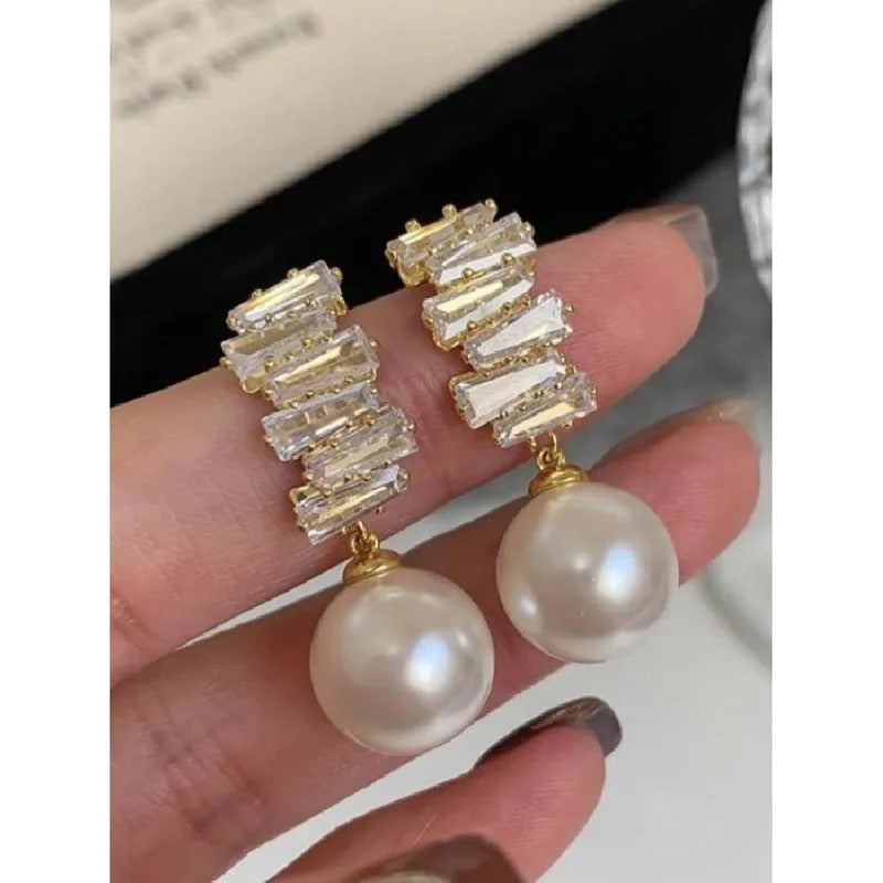 $10 christmas gifts Elegant Faux Pearl & Rhinestone Decorated Dangle Earrings, Fashion Jewelry for Party, Daily Clothing Decor, Trendy All-match & E