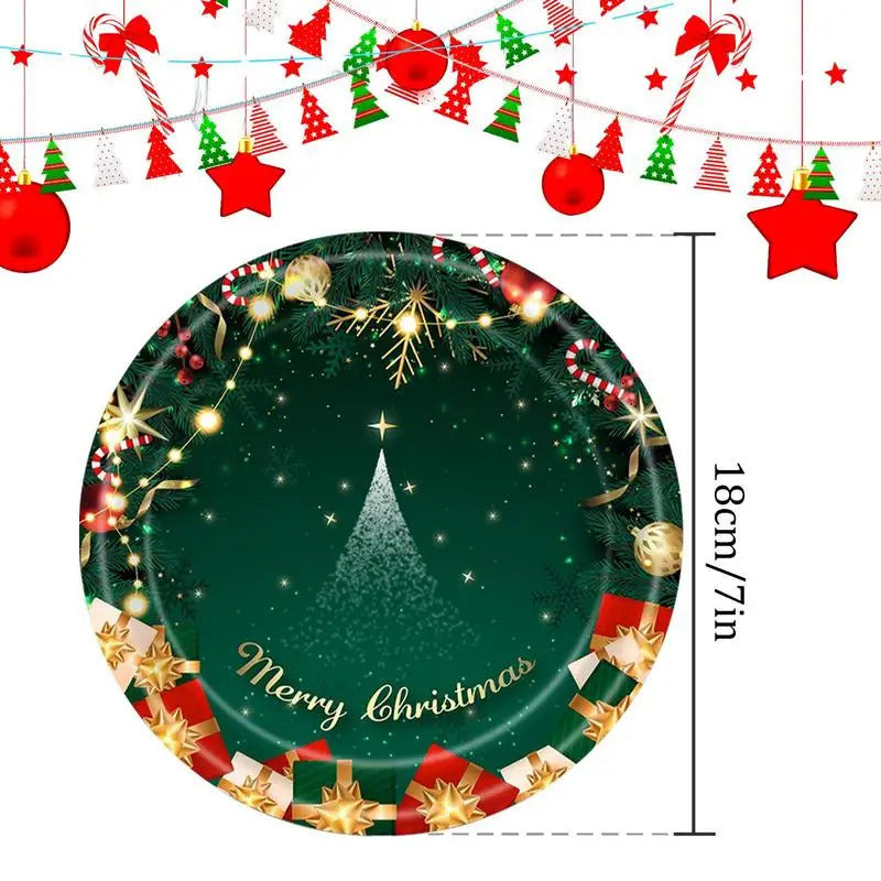 $10 christmas gifts Merry Christmas Party Disposable Paper Plate Tableware Napkins Tablecloth Christmas Decor For Home New Year 2025 $10 gift ideas