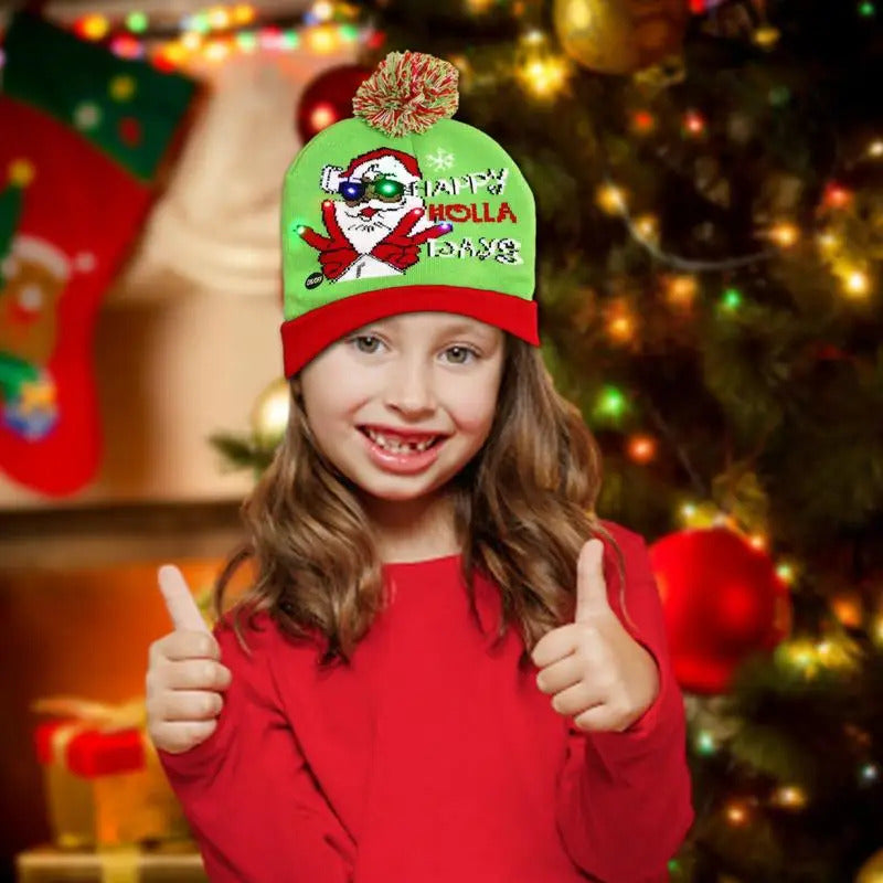$10 christmas gifts Christmas LED Christmas Beanie Hat Winter Warm With Poms Outdoor Light Up Hat Unisex Flashing Caps For Home Party $10 gift ideas