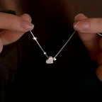 best gifts for $50 Korea Ins Fashion Shiny Inlaid Zirconia Double Love Pendant Necklace Women Simple Design Wedding Banquet Jewelry Accessories