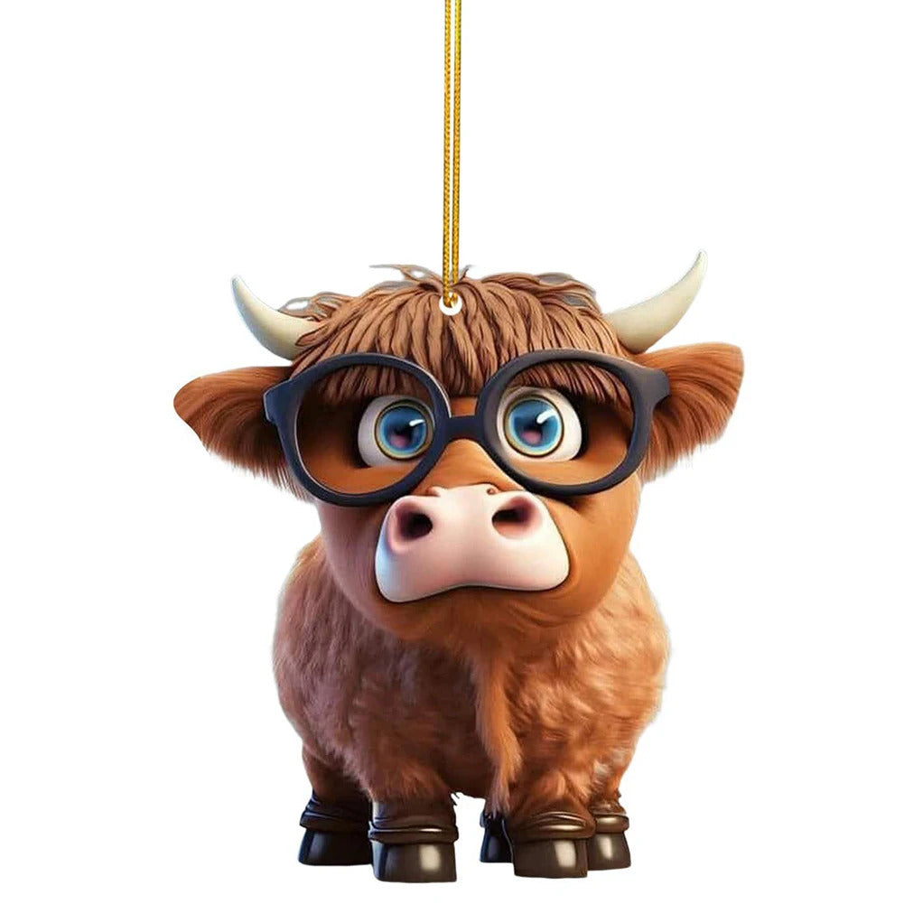 2025 xmas ornament Cartoon Cow Christmas Tree Ornament Creative Cute Car Pendant Atmosphere Decoration Hanging Pendant Home Tree Decor Accessories