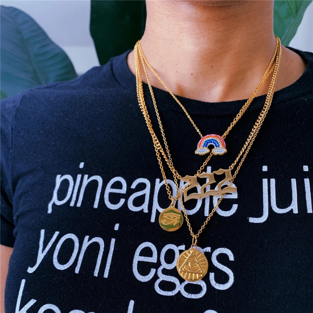 $10 christmas gifts Angel Number 1111 Necklace For Women 111 222 333 444 777 Stainless Steel Choker Chain Jewelry Best Friends Birthday Gift BFF