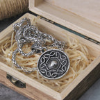 $20 christmas gifts Vikings Jewelry Stainless Steel Shield Pendant necklace CelticKnote never fade with wooden box as men gift $20 gift ideas
