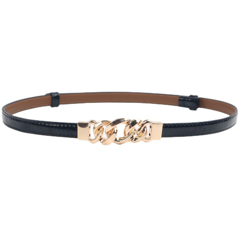 High Quality Ladies' Leather Thin Belt All-match Decoration for Bottoms Blazer Dress Waist Chain Retro Solid Belt