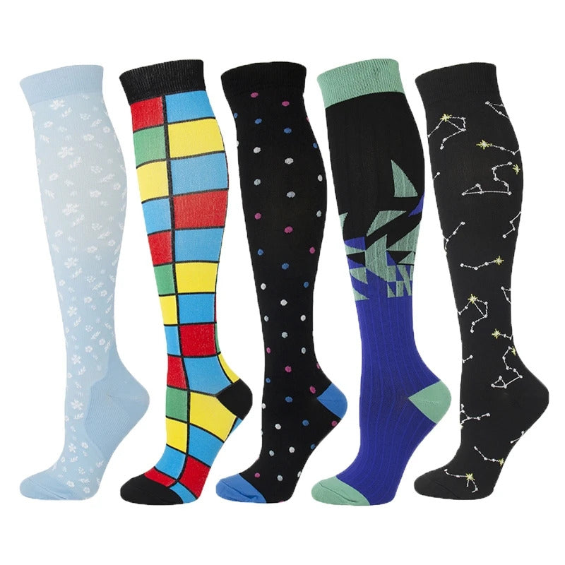Compression Stockings Outdoor  Men's Women's Socks  Basketball Bicycle Sock Printed Sports Natural Walking