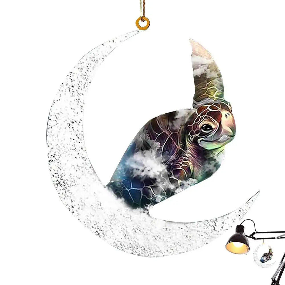 $10 christmas gifts Christmas Tree Decorations Animal Hanging Ornament Sitting On The Moon Animal Pendants Car Rearview Mirror Hanging Ornaments
