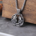 $10 christmas gifts Never Fade Men stainless steel double Wolf norse viking pendant necklace vikings wooden box as christmas gift $10 gift ideas