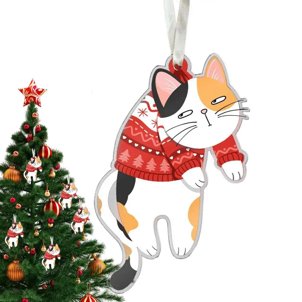 $10 christmas gifts Kitten Ornaments For Christmas Tree 2D Acrylic Ornament Seasonal Decor Christmas Tree Ornaments Decorative Pendant Car Rear View