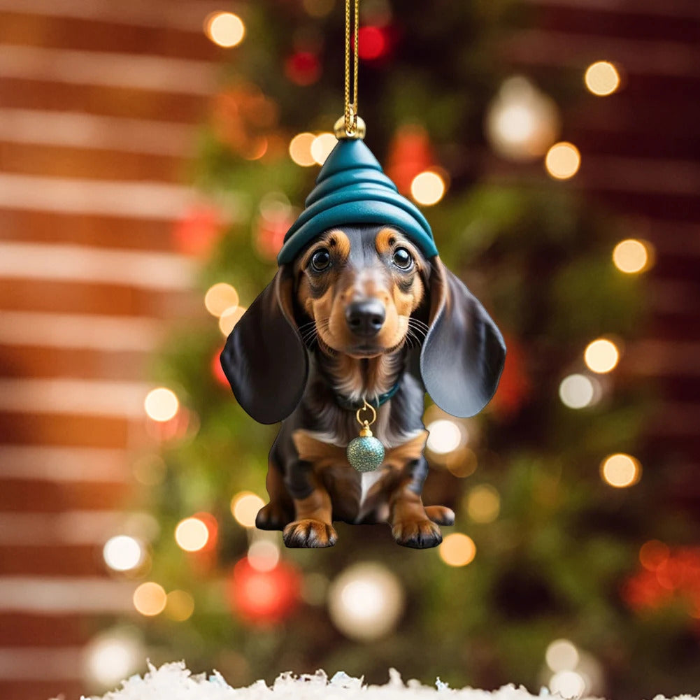 personalized christmas ornaments 2025 Christmas Cartoon Dog Ornament Acrylic Cute Dog Pendant Funny Puppy Pendant Xmas Tree Backpack Car Interior