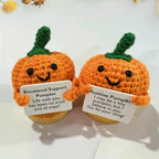 $10 christmas gifts Positive Crochet Pumpkin Tiny Pumpkin Emotional Support Crochet Decor 8Cm/3.15Inch Cute Crochet Doll With Positive Card Cartoon