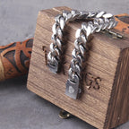 $10 christmas gifts Never Fade Stainless Steel Vikings Bracelets For Men Blank Color Punk Curb Cuban Link Chain Bracelets with gift wooden box