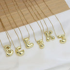 $10 christmas gifts Stainless Steel Cute Chubby 26 Letters Pendant Necklace Glossy Balloon Bubble Initials Necklace Box Chain Charms Wedding Jewelry