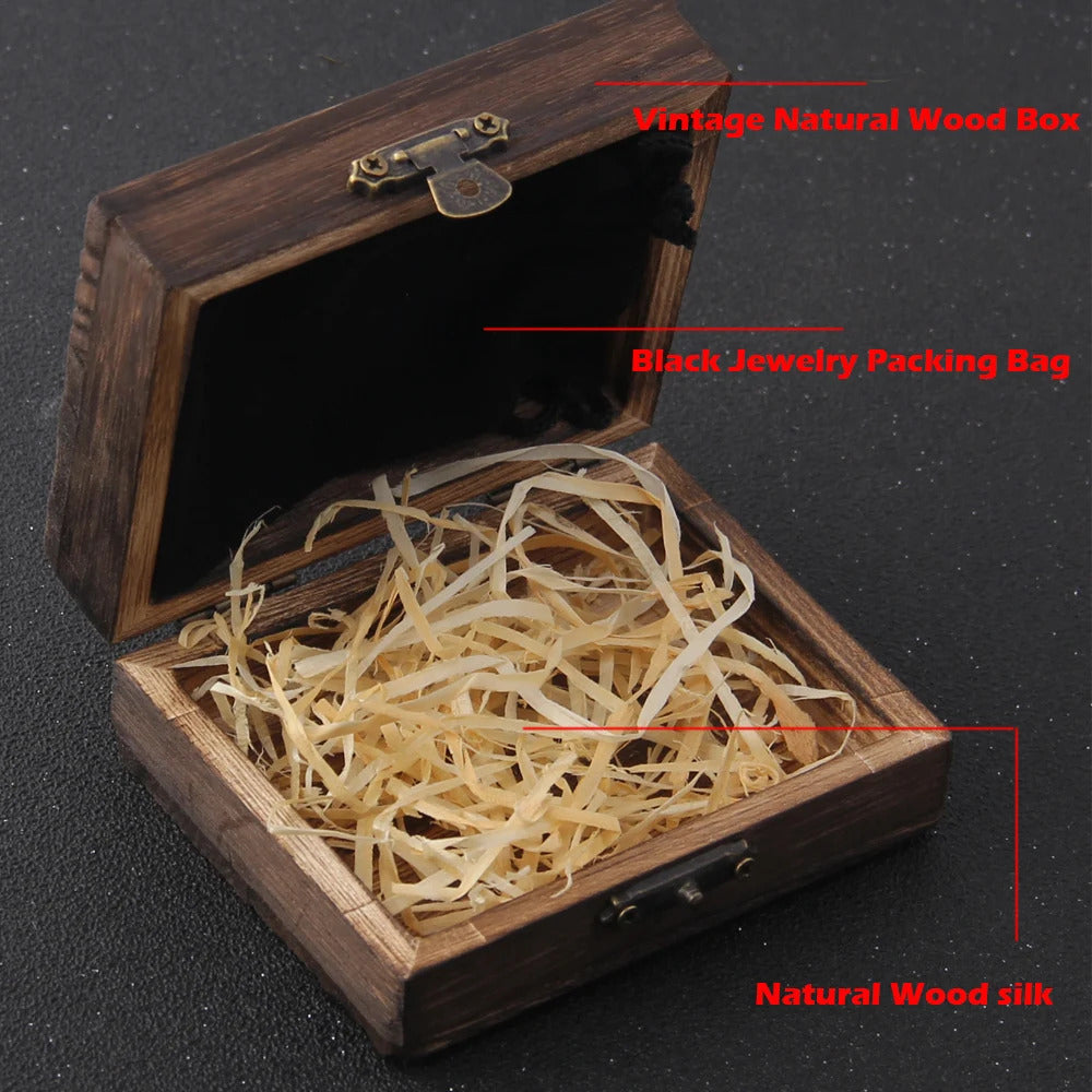 $20 christmas gifts Never Fade Men stainless steel Wolf head norse viking pendant necklace vikings wooden box as christmas gift$20 gift ideas