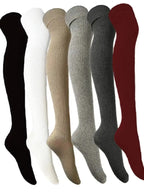 Women's Stockings Gaiters Striped Long Socks Thigh Winter High Stockings Warm over Knee Socks Soft Wool Christmas Stockings