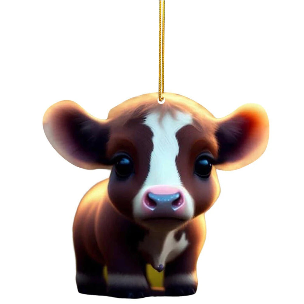 2025 xmas ornament Cartoon Cow Christmas Tree Ornament Creative Cute Car Pendant Atmosphere Decoration Hanging Pendant Home Tree Decor Accessories