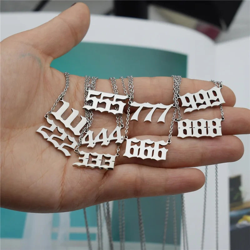 $10 christmas gifts Angel Number 1111 Necklace For Women 111 222 333 444 777 Stainless Steel Choker Chain Jewelry Best Friends Birthday Gift BFF