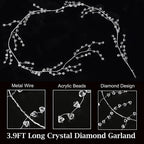 Christmas Bead Garland Christmas Garland Artificial Pearls Beads 3.6 Ft Clear Acrylic Crystal Beads Branch String Garland For