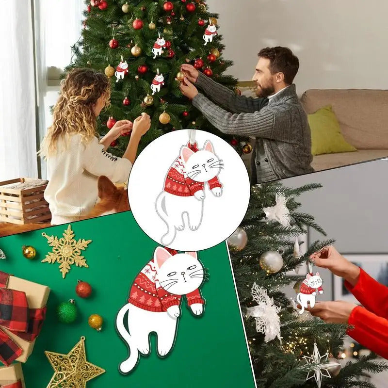$10 christmas gifts Kitten Ornaments For Christmas Tree 2D Acrylic Ornament Seasonal Decor Christmas Tree Ornaments Decorative Pendant Car Rear View
