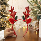 $10 christmas gifts Christmas Deer Antlers Headband Cute Reindeer Antlers Headband Glitter Antlers Plush Ears Bell Head Buckle Christmas Ornament