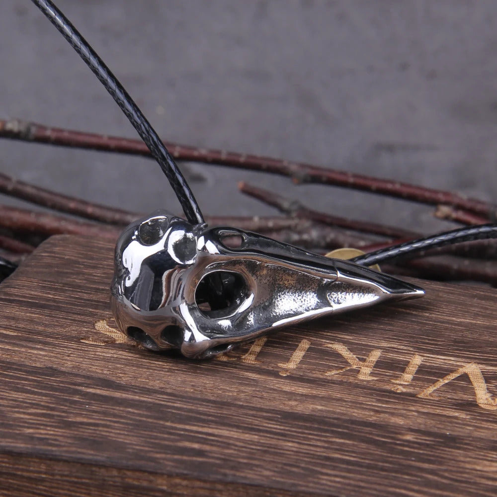 $20 christmas gifts Men Retro Crow Viking Pirate Pendant Necklace Stainless Steel Raven Neck Chain For Male Men's Berserk Rune Cool Fashion Jewelry