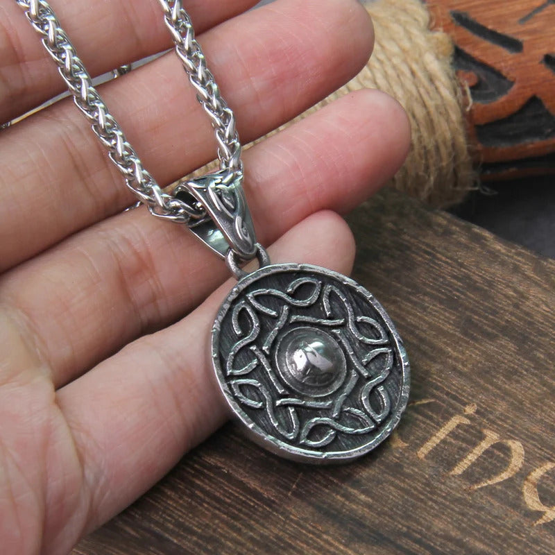 $20 christmas gifts Vikings Jewelry Stainless Steel Shield Pendant necklace CelticKnote never fade with wooden box as men gift $20 gift ideas