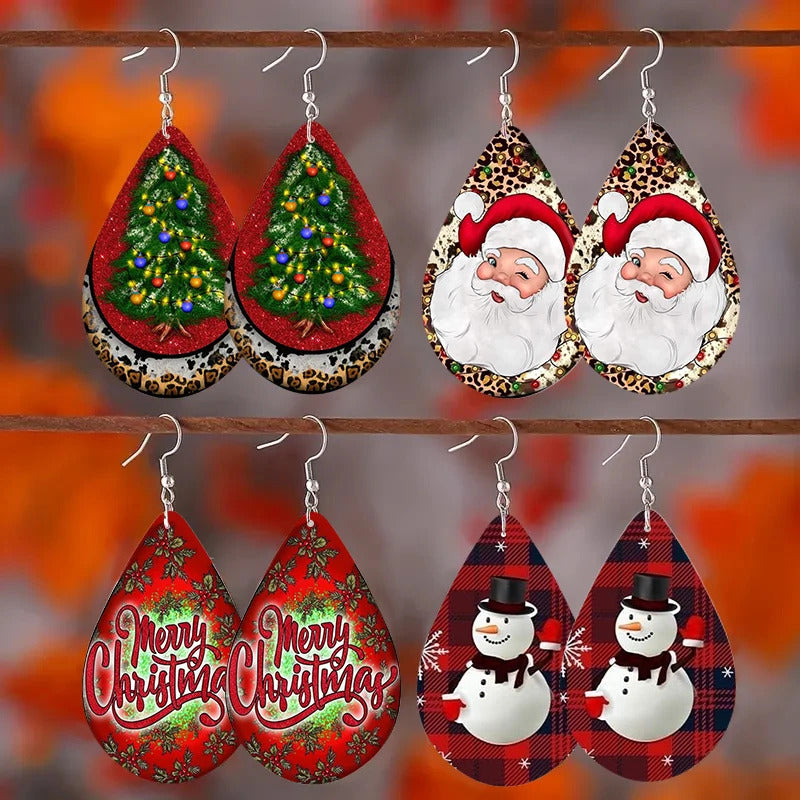 $10 christmas gifts Cute Christmas Earrings For Girls Santa Claus Tree Snowman Teardrop Wooden Drop Dangle Perfect New Year Women Gifts $10 gift ideas
