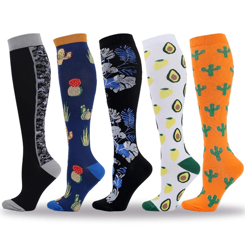 Compression Stockings Outdoor  Men's Women's Socks  Basketball Bicycle Sock Printed Sports Natural Walking