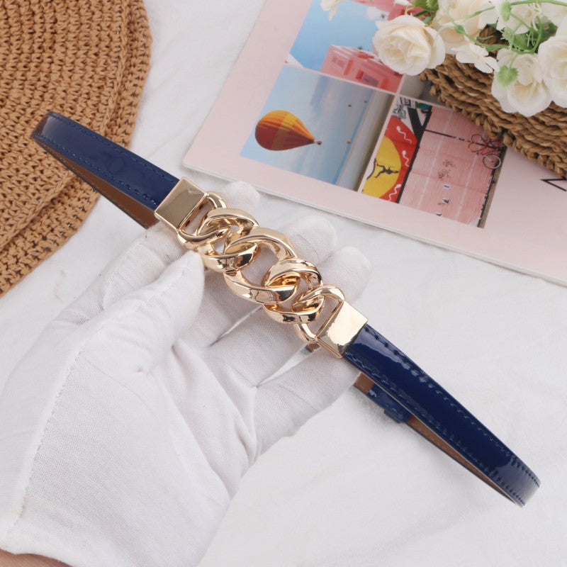 High Quality Ladies' Leather Thin Belt All-match Decoration for Bottoms Blazer Dress Waist Chain Retro Solid Belt