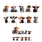 2025 xmas ornament Cartoon Cow Christmas Tree Ornament Creative Cute Car Pendant Atmosphere Decoration Hanging Pendant Home Tree Decor Accessories