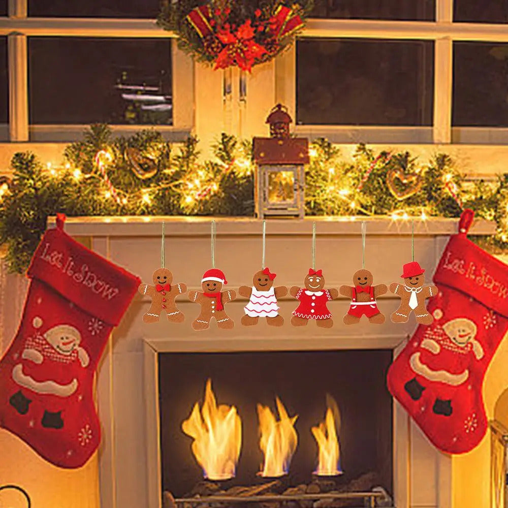 $10 christmas gifts 6pcs Gingerbread Man Ornaments Doll Christmas Decoration Pendants Xmas Tree Hanging Ornament Christmas for Home New Year Gift