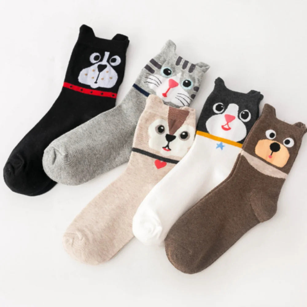 Women Animal Cotton Socks Autumn Winter High Quality Casual Tube Socks Female Ladies Lovely Cartoon Socks